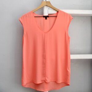 J. Crew Women's Orange Salmon High-Low V-Neck Tank Top Blouse Size 4